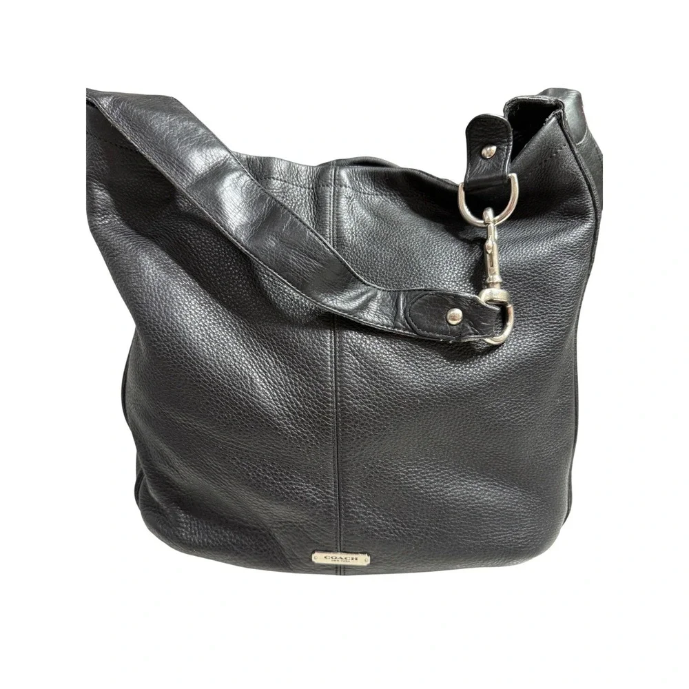 Coach VTG Hobo Bag Womens Large Black GUC Pebbled Leather Silver Hardware F23310